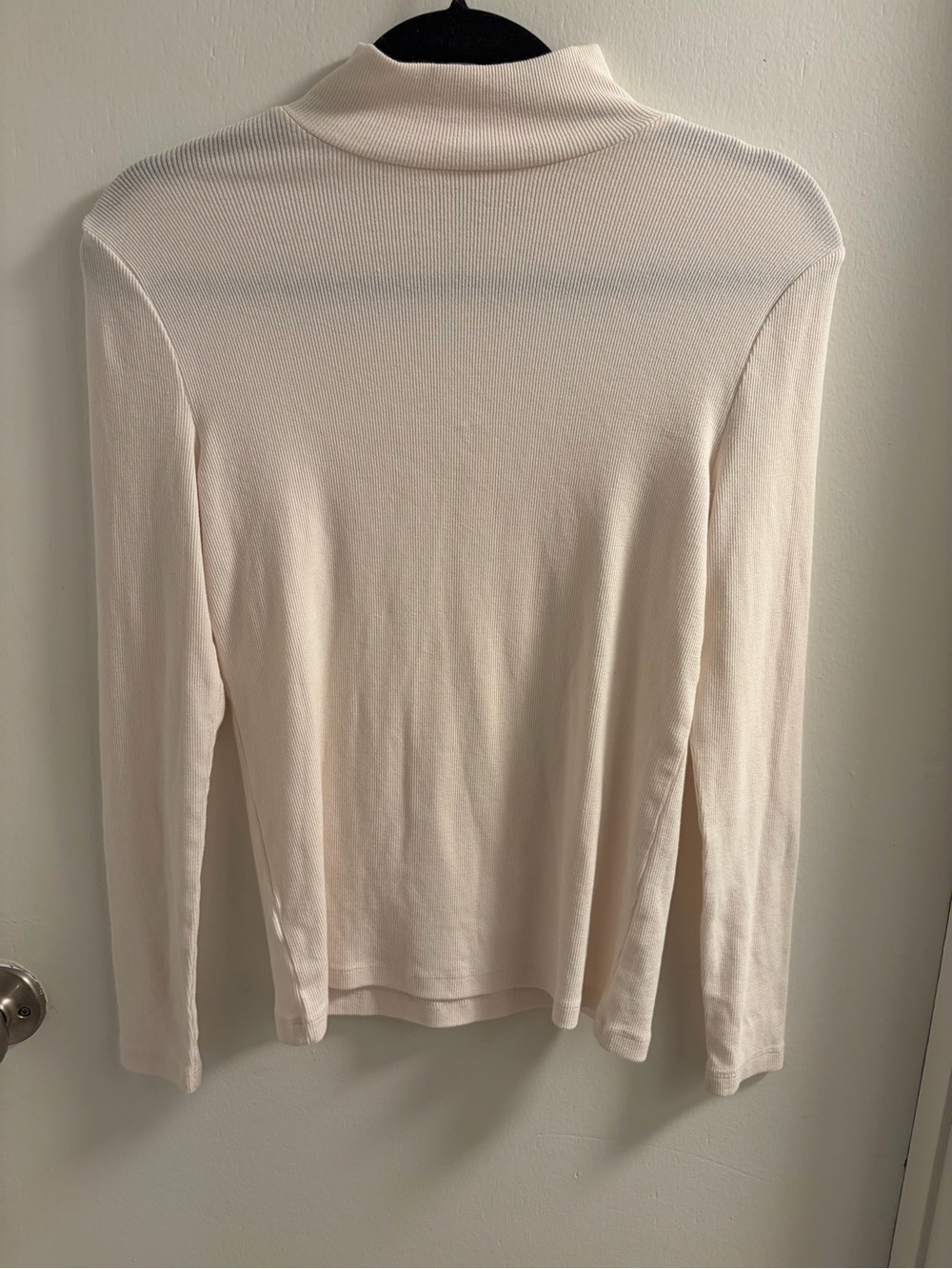LOFT Ribbed Mock Neck Top in Cream